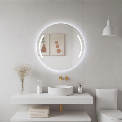 LED Bathroom Mirror – Designer Round Backlit Vanity Mirror, Modern Lighted Wall Mirror