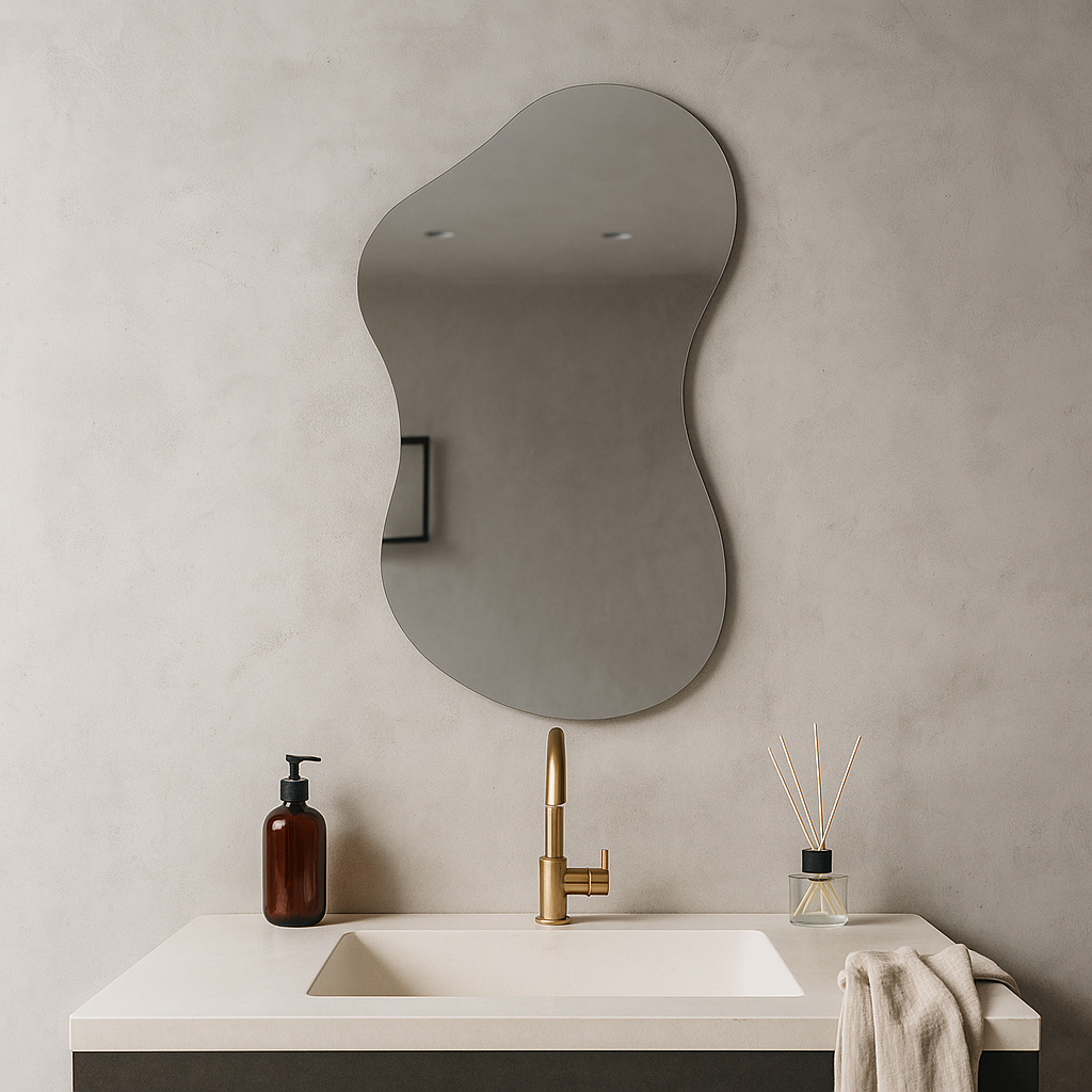 Wavy Irregular Wall Mirror – Modern Frameless Bathroom Mirror, Organic Shape Vanity Mirror |