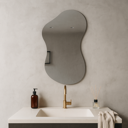 Wavy Irregular Wall Mirror – Modern Frameless Bathroom Mirror, Organic Shape Vanity Mirror |