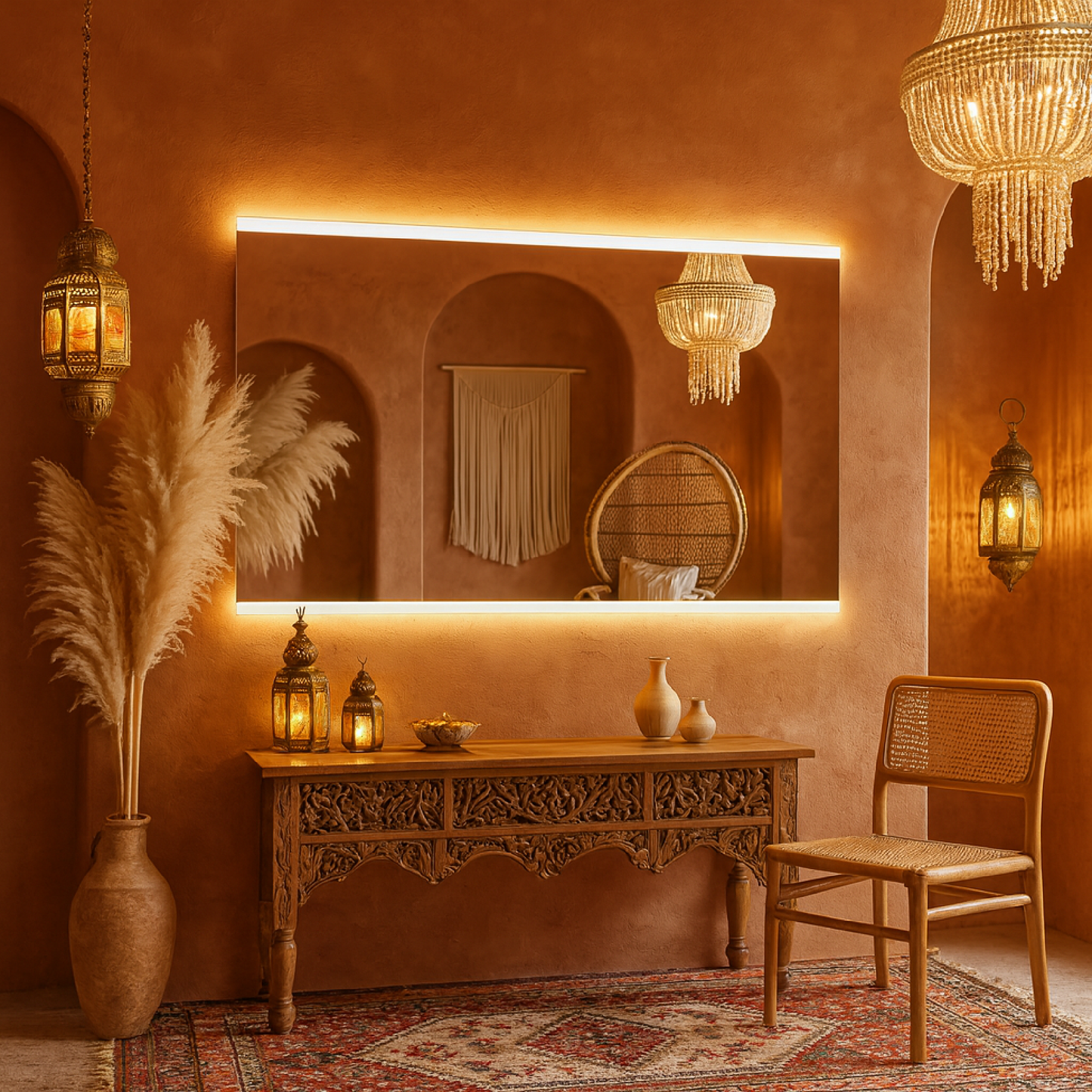 LED Bathroom Mirror – Minimalist Rectangular Lighted Vanity Mirror, Modern Backlit Wall Mirror