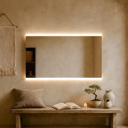 LED Bathroom Mirror – Minimalist Rectangular Lighted Vanity Mirror, Modern Backlit Wall Mirror