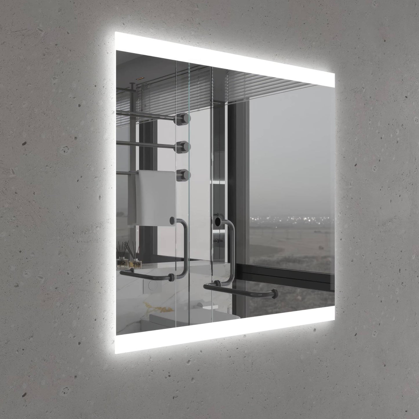 LED Bathroom Mirror – Frameless Lighted Vanity Mirror, Modern Backlit Wall Mirror with Warm & Cool LED Light