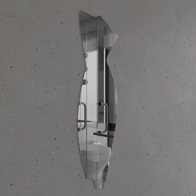 Modern Full Length Irregular Wall Mirror – Abstract Frameless Floor Mirror, Handmade Custom Shape Entryway & Bedroom Mirror