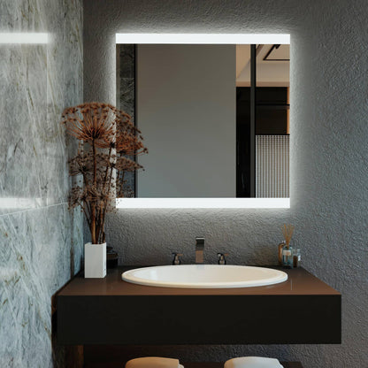 LED Bathroom Mirror – Frameless Lighted Vanity Mirror, Modern Backlit Wall Mirror with Warm & Cool LED Light