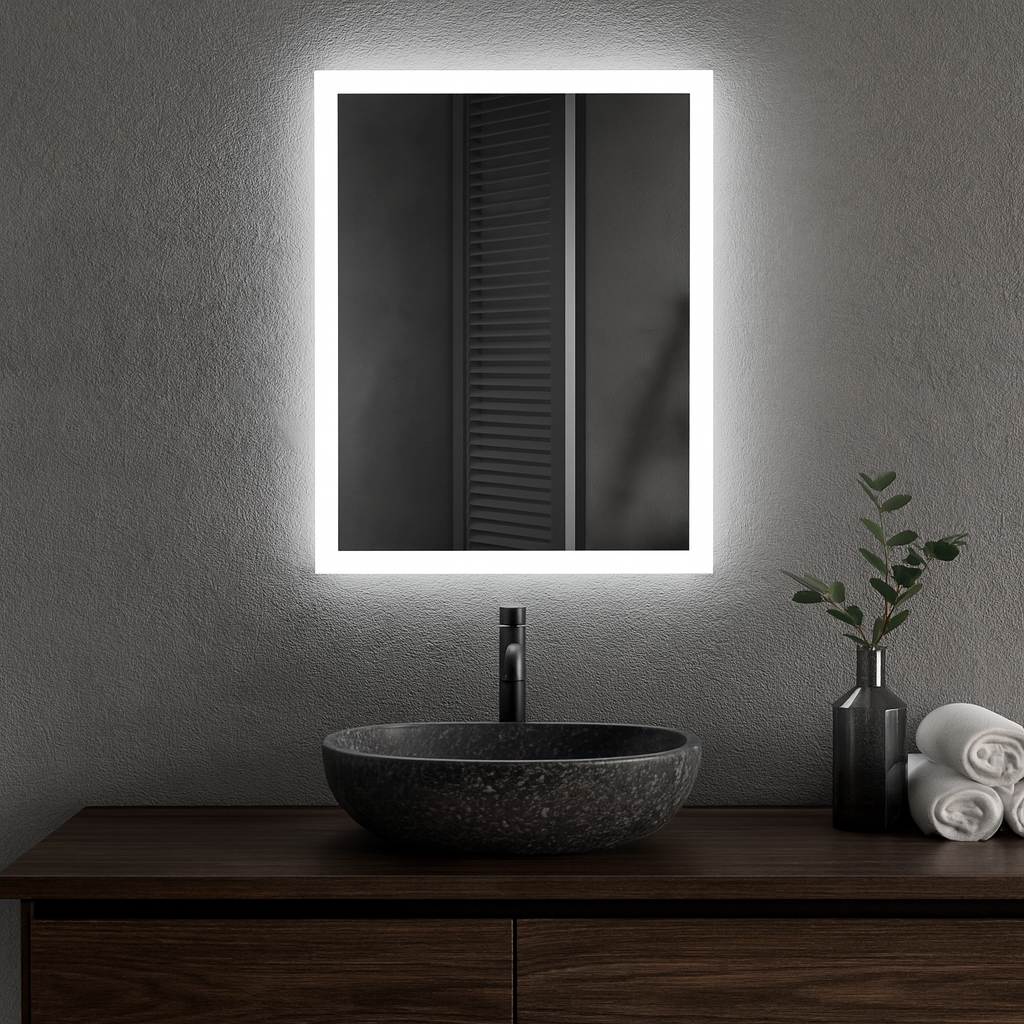 LED Bathroom Mirror Rectangle – Modern Dimmable Vanity Wall Mirror with Backlit Light