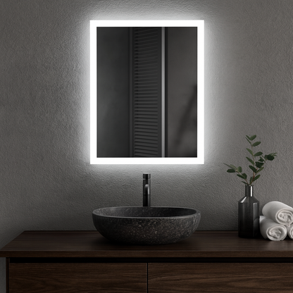 LED Bathroom Mirror Rectangle – Modern Dimmable Vanity Wall Mirror with Backlit Light