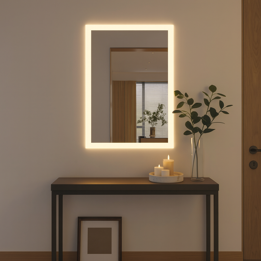 LED Bathroom Mirror Rectangle – Modern Dimmable Vanity Wall Mirror with Backlit Light