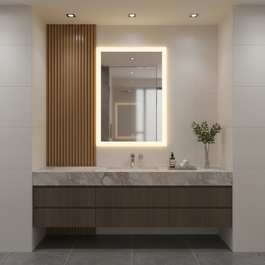 LED Bathroom Mirror Rectangle – Modern Dimmable Vanity Wall Mirror with Backlit Light