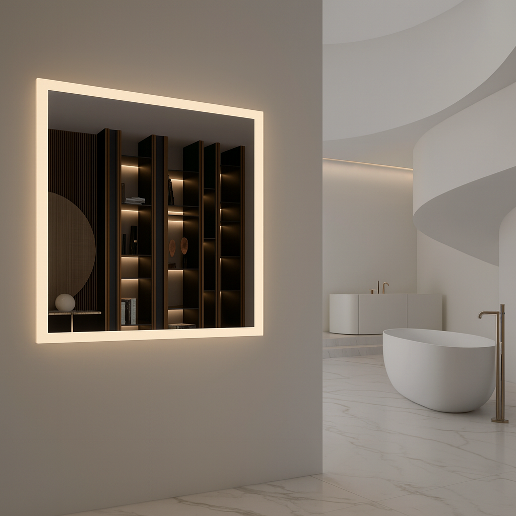 LED Wall Mirror – Modern Square Backlit Vanity Mirror, Luxury Lighted Mirror