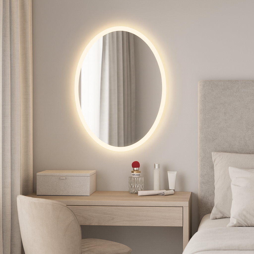 LED Bathroom Mirror – Oval Backlit Vanity Mirror, Modern Lighted Wall Mirror