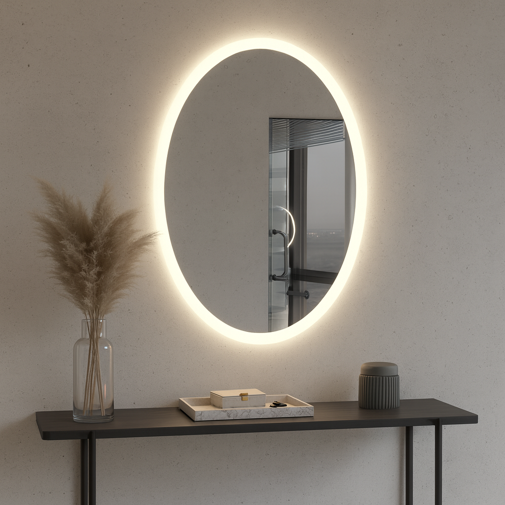 LED Bathroom Mirror – Oval Backlit Vanity Mirror, Modern Lighted Wall Mirror