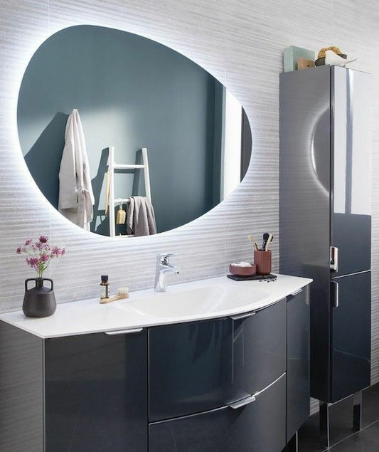 LED Bathroom Mirror Irregular Shape – Modern Asymmetrical Backlit Vanity Wall Mirror