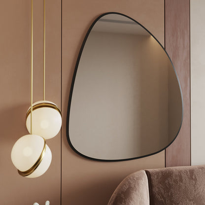 Modern Irregular Wall Mirror – Black Frame Asymmetrical Mirror for Living Room, Entryway & Bedroom