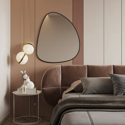 Modern Irregular Wall Mirror – Black Frame Asymmetrical Mirror for Living Room, Entryway & Bedroom