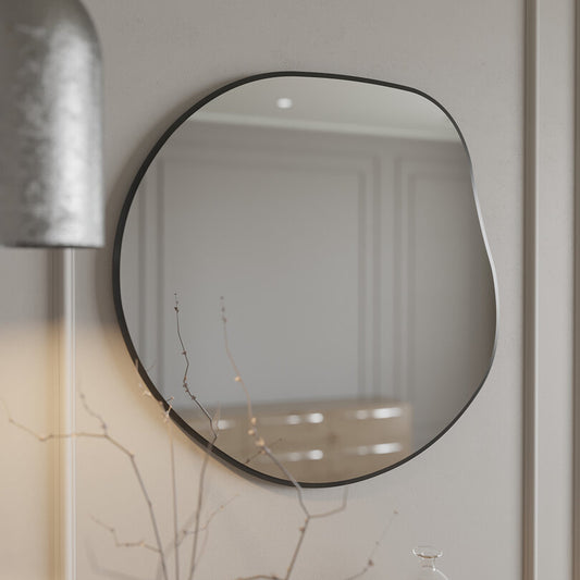 Irregular Bathroom Wall Mirror – Modern Black Frame Mirror for Vanity, Entryway & Living Room