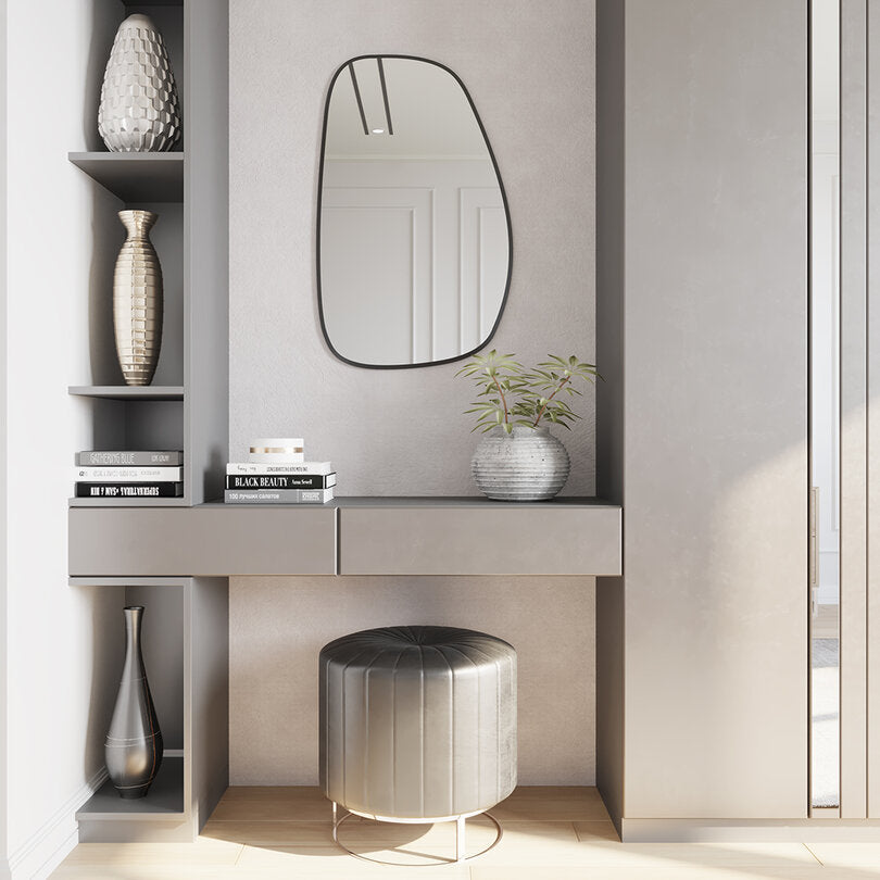 Irregular Wall Mirror – Modern Organic Mirror with Black Frame