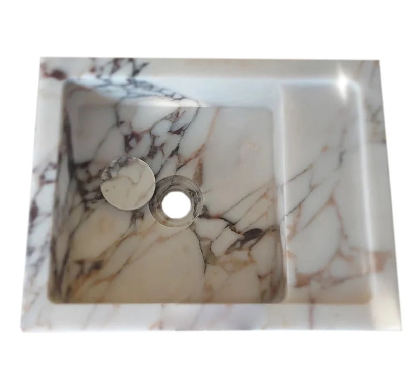 Calacatta Viola Bathroom Sink – Wall-Mount Marble Vanity Sink, Natural Stone Polished Basin