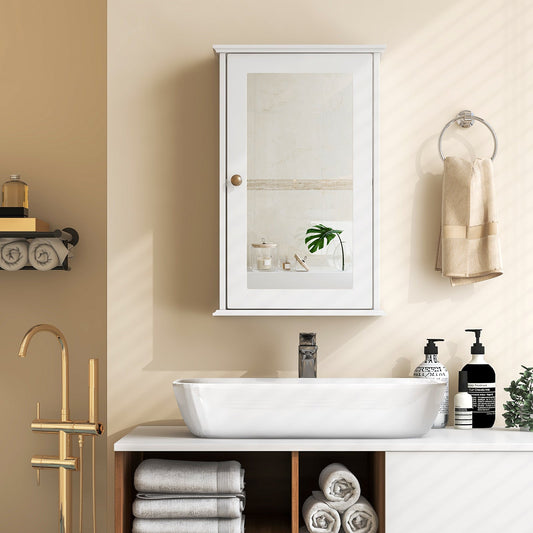 Bathroom Wall Cabinet with Mirror Door - White Medicine Cabinet | Space-Saving Storage