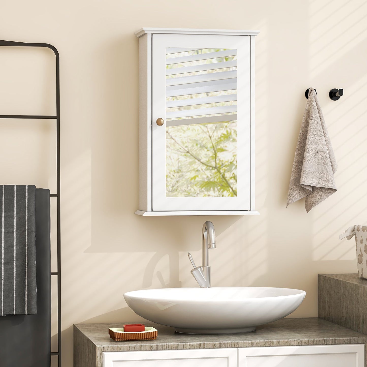 Bathroom Wall Cabinet with Mirror Door - White Medicine Cabinet | Space-Saving Storage