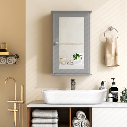 Bathroom Wall Cabinet with Mirror Door - Gray Medicine Cabinet | Space-Saving Storage