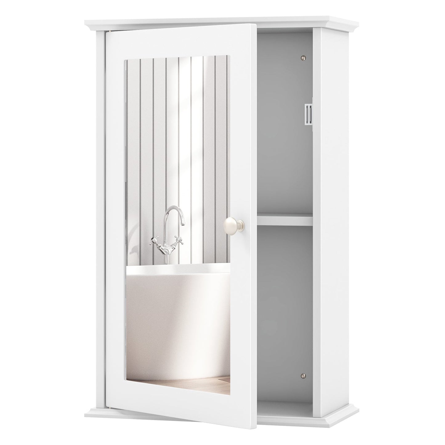 Bathroom Wall Cabinet with Mirror Door - White Medicine Cabinet | Space-Saving Storage