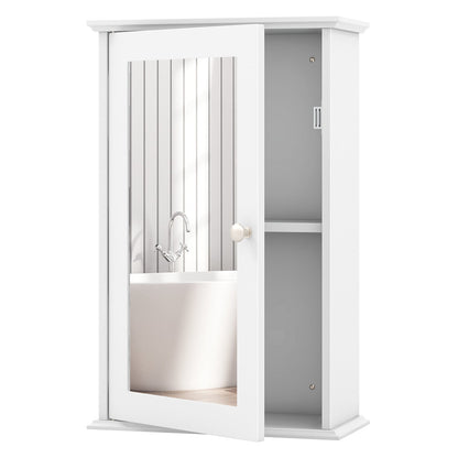 Bathroom Wall Cabinet with Mirror Door - White Medicine Cabinet | Space-Saving Storage