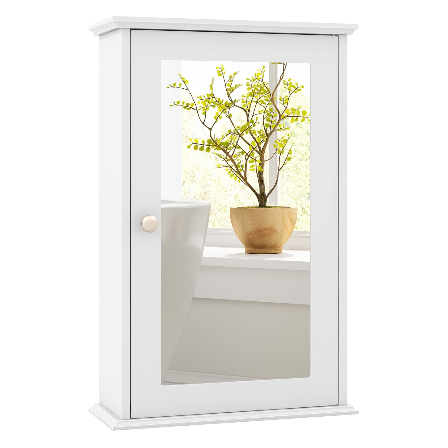 Bathroom Wall Cabinet with Mirror Door - White Medicine Cabinet | Space-Saving Storage