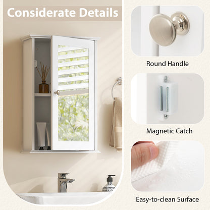 Bathroom Wall Cabinet with Mirror Door - White Medicine Cabinet | Space-Saving Storage