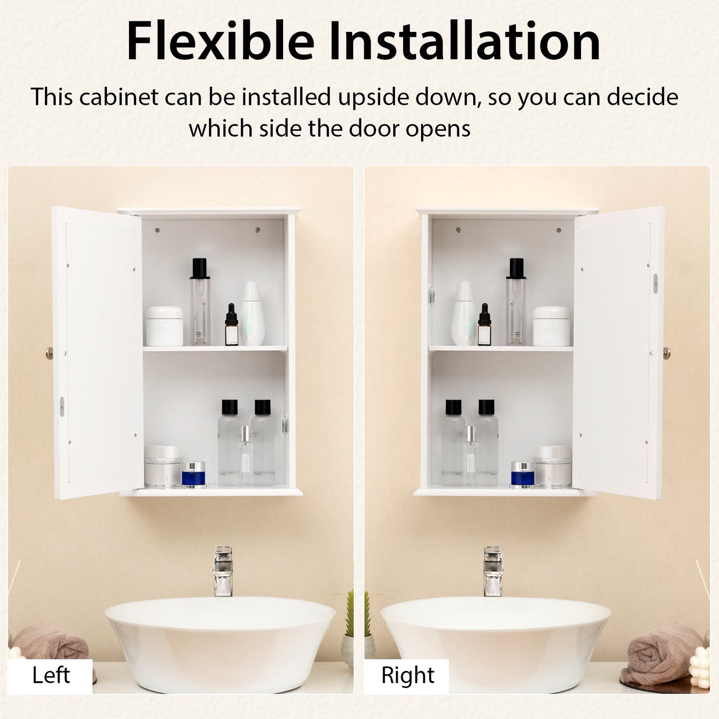 Bathroom Wall Cabinet with Mirror Door - White Medicine Cabinet | Space-Saving Storage