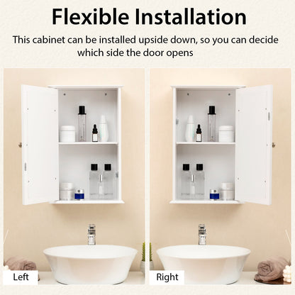 Bathroom Wall Cabinet with Mirror Door - White Medicine Cabinet | Space-Saving Storage