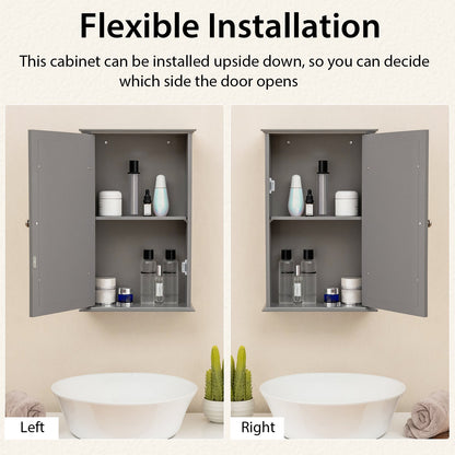 Bathroom Wall Cabinet with Mirror Door - Gray Medicine Cabinet | Space-Saving Storage