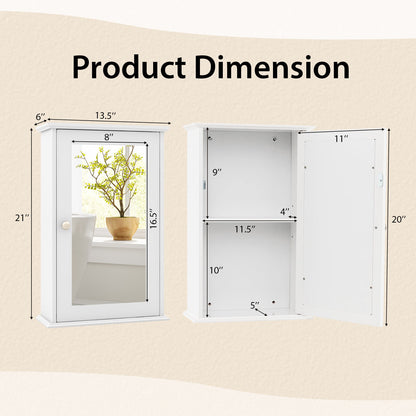 Bathroom Wall Cabinet with Mirror Door - White Medicine Cabinet | Space-Saving Storage