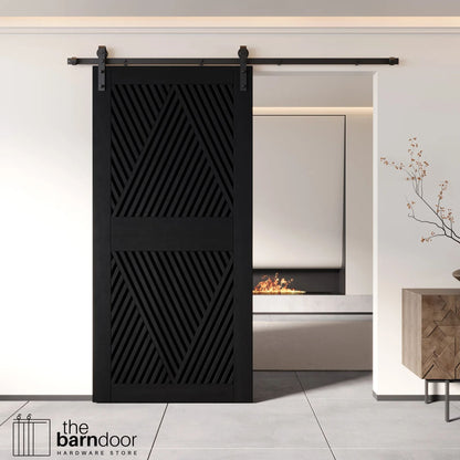 Barn Door Kit Diamond Pattern - Matte Black Hardware with 8 Custom Color Finishes