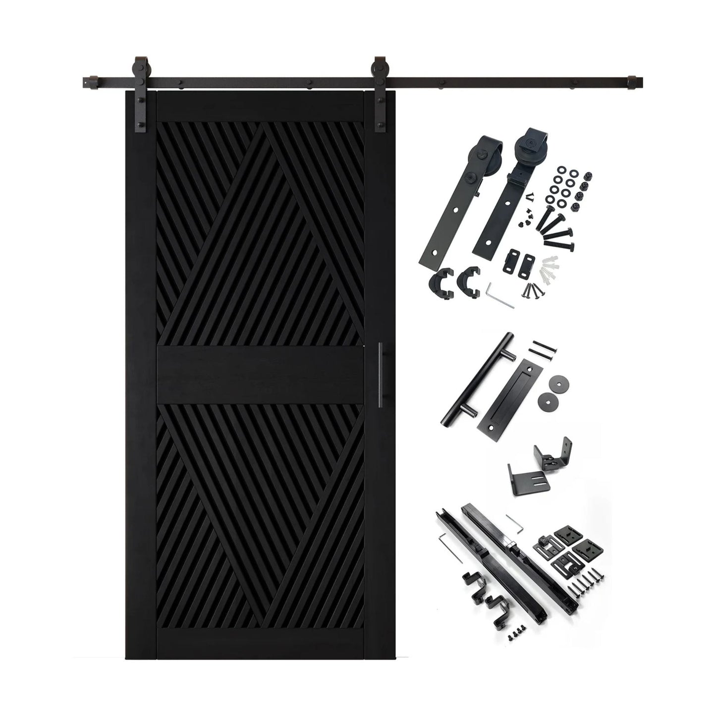 Barn Door Kit Diamond Pattern - Matte Black Hardware with 8 Custom Color Finishes