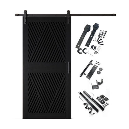 Barn Door Kit Diamond Pattern - Matte Black Hardware with 8 Custom Color Finishes