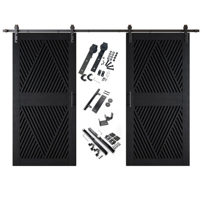 Double Barn Door Kit - Diamond Pattern with Matte Black Hardware & 8 Color Finishes