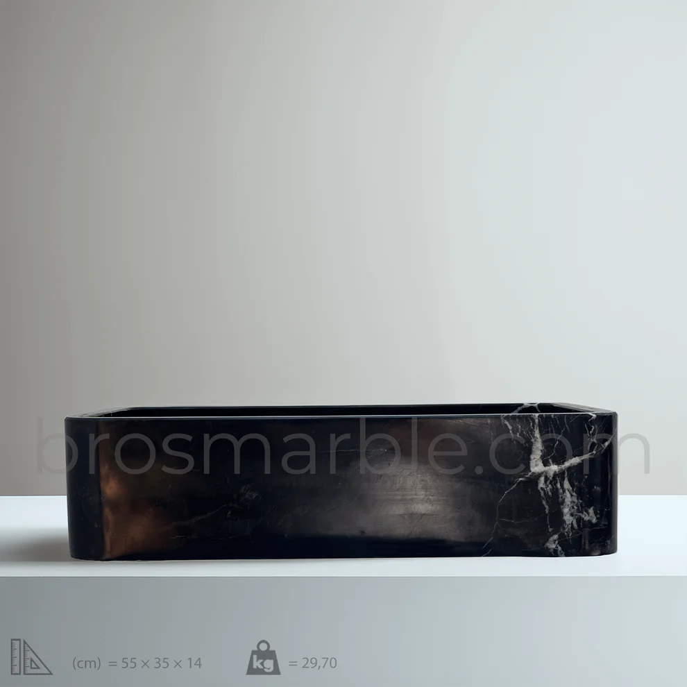 Marble Sink – Black Stone Vessel Sink for Bathroom | Toros Black Rectangular Natural Marble Basin