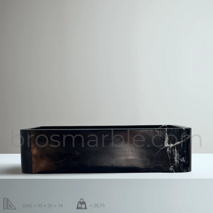 Marble Sink – Black Stone Vessel Sink for Bathroom | Toros Black Rectangular Natural Marble Basin