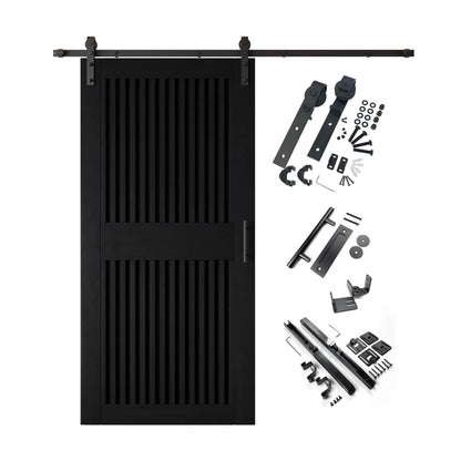 Vertical Slat Barn Door Kit - Black Hardware with DIY Unassembled System & Custom Finishes