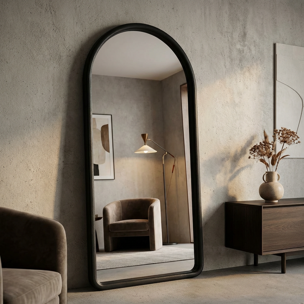 Arched Full Length Mirror – Natural Beech Wood Frame, Modern Elegance Home Decor