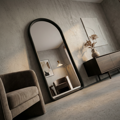 Arched Full Length Mirror – Natural Beech Wood Frame, Modern Elegance Home Decor