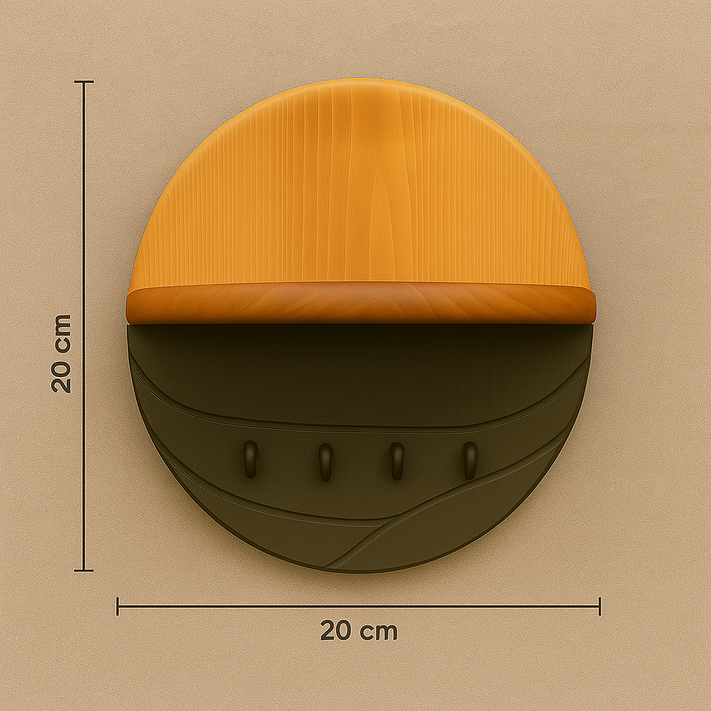 Modern Wall Key Holder with Shelf – Minimalist Wooden Entryway Organizer with Hooks | Handmade Home Décor