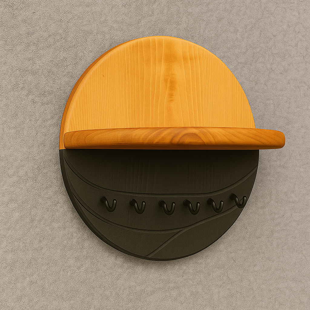 Modern Wall Key Holder with Shelf – Minimalist Wooden Entryway Organizer with Hooks | Handmade Home Décor