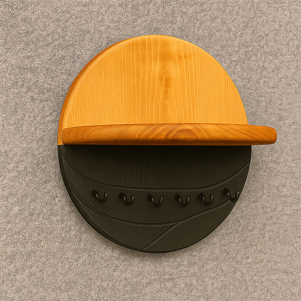 Modern Wall Key Holder with Shelf – Minimalist Wooden Entryway Organizer with Hooks | Handmade Home Décor