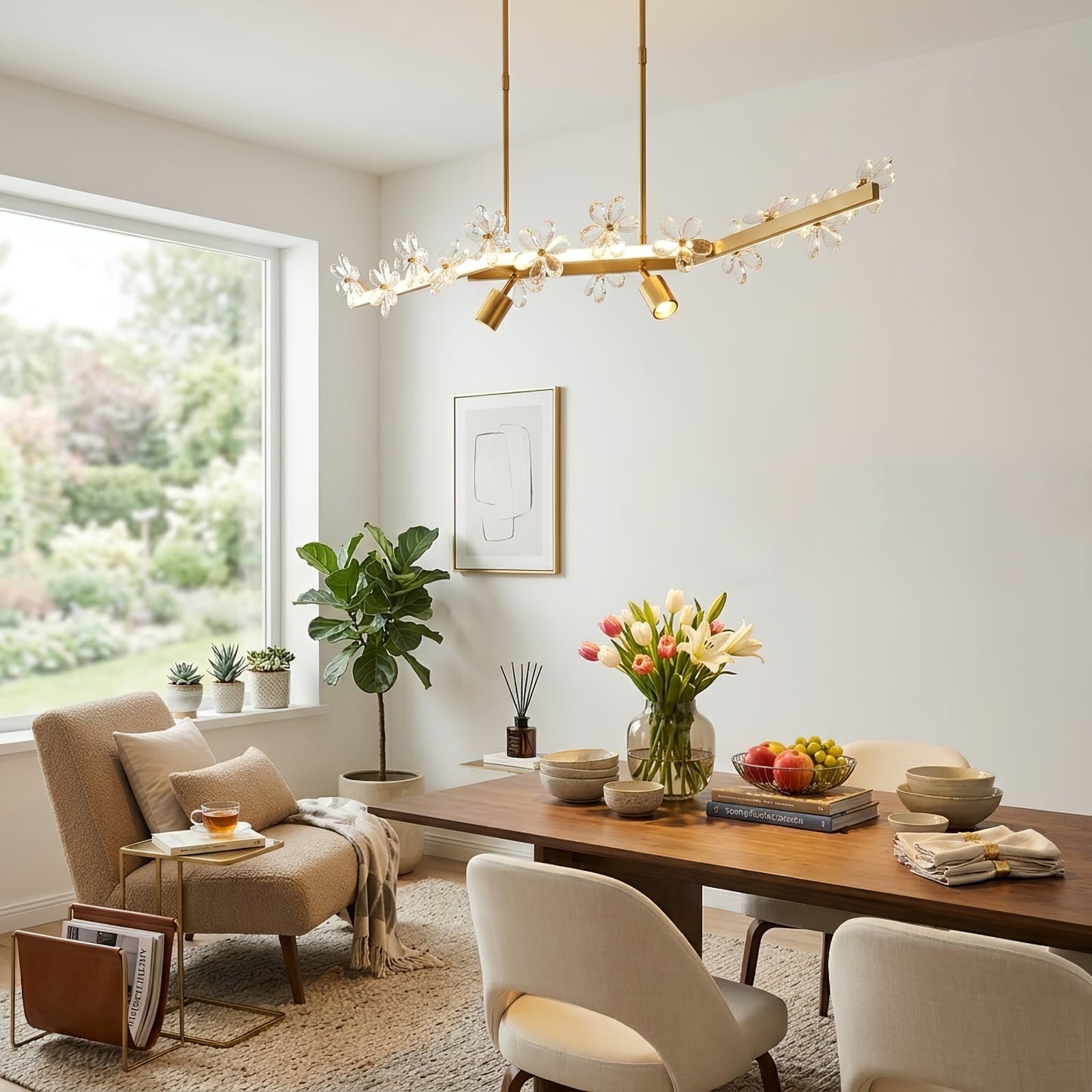Blooming Crystal Flower Modern Pendant Light
