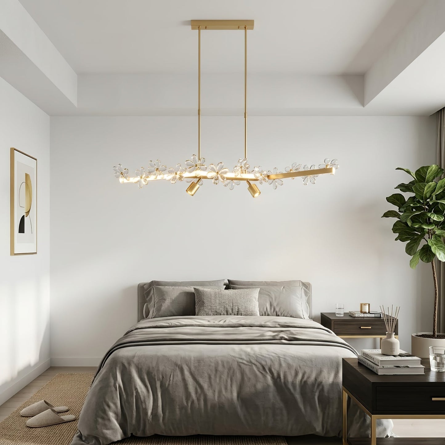 Blooming Crystal Flower Modern Pendant Light
