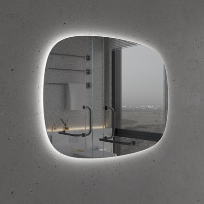LED Bathroom Mirror Irregular Shape – Modern Asymmetrical Backlit Vanity Mirror | Warm & Cool Light (3000K–6500K)