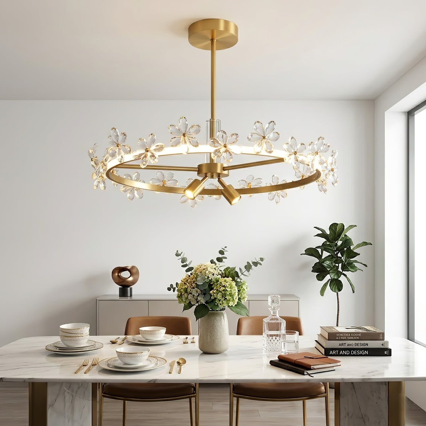 Circular Crystal Plum Blossom Ceiling Light