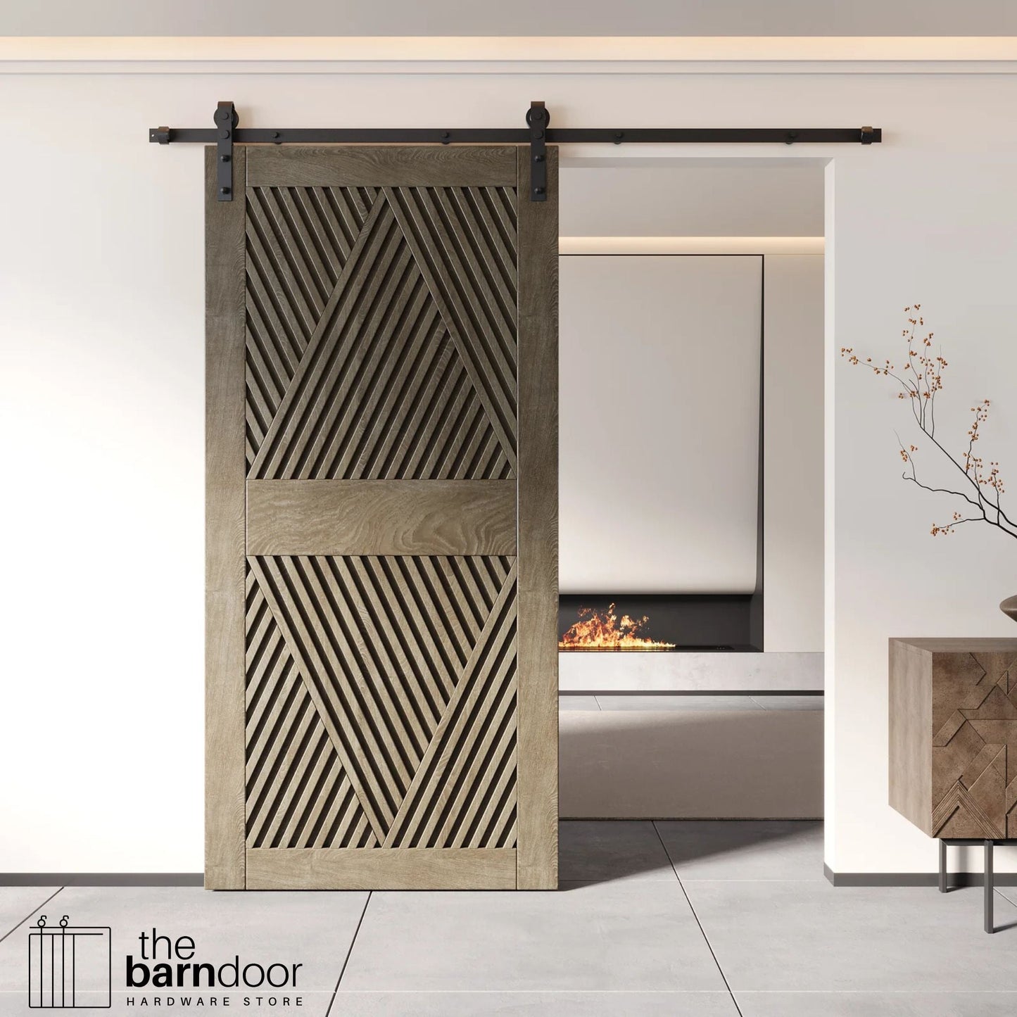 Barn Door Kit Diamond Pattern - Matte Black Hardware with 8 Custom Color Finishes