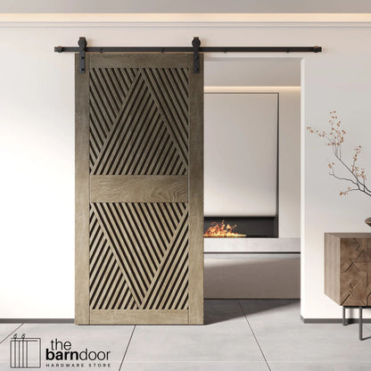 Barn Door Kit Diamond Pattern - Matte Black Hardware with 8 Custom Color Finishes